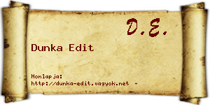 Dunka Edit névjegykártya